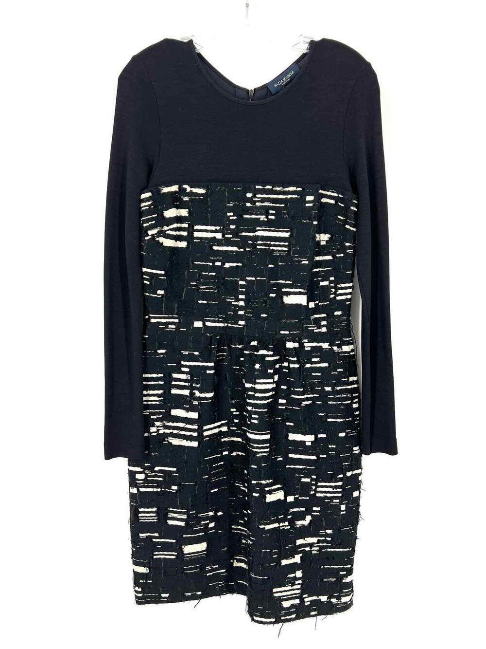 Piazza Sempione Size 8 Black/White Textured Wool Blend Designer Dress